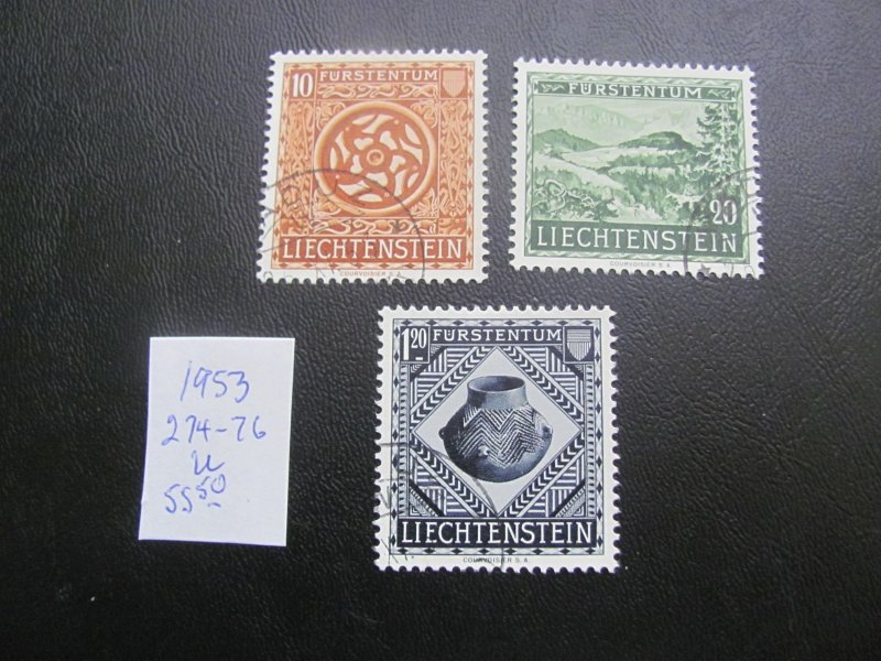 LIECHTENSTEIN 1953 USED  SC 274-276 SET XF $55 (178)