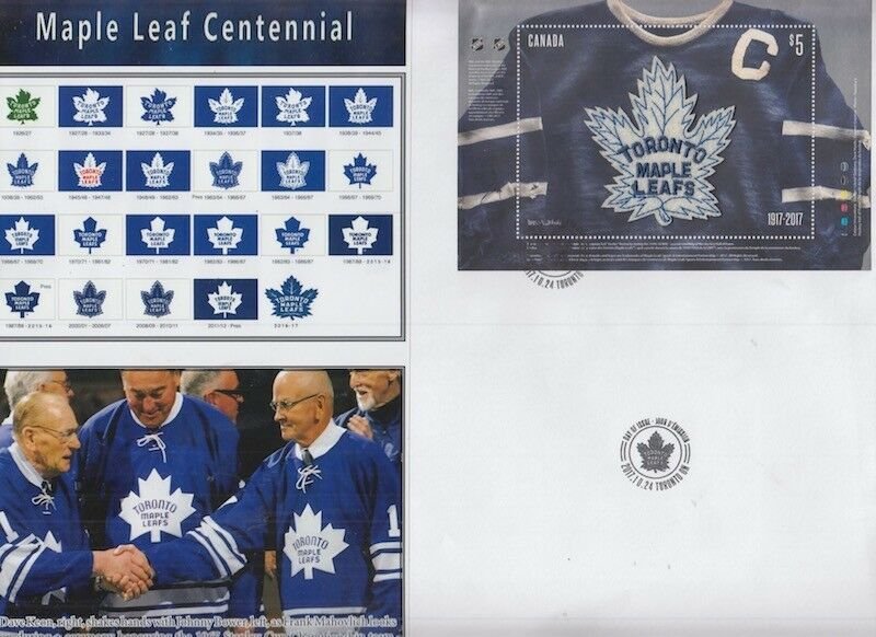 CANADA # 3042.04 TORONTO MAPLE LEAFS 100TH ANNIVERSARY FIRST DAY COVER of $5 S/S