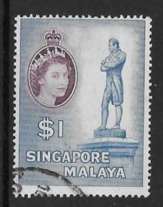 SINGAPORE SG50 1953 $1 BLUE AND DEEP PURPLE USED