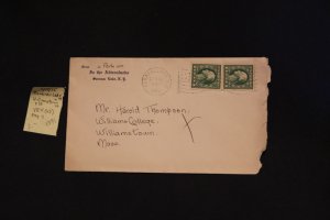 Scott 424 (X2) on cover Saranac Lake NY to Williamstown MA (#1591)