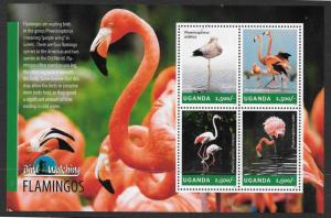 UGANDA 2014 FLAMINGOS (I) M/S MNH