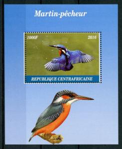 Central African Republic 2016 MNH Kingfishers 1v M/S Kingfisher Birds Stamps