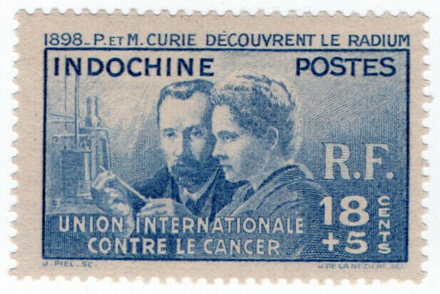 (I.B) France Colonial Postal : Indo-China 18c + 5c (Marie Curie)