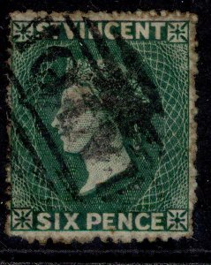 ST. VINCENT QV SG16, 6d deep green, USED. Cat £90.