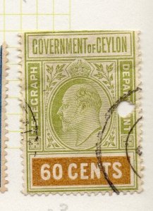 Ceylon 1906 Early Issue Fine Used 60c. Hole Punched Telegraph Stamps NW-211457