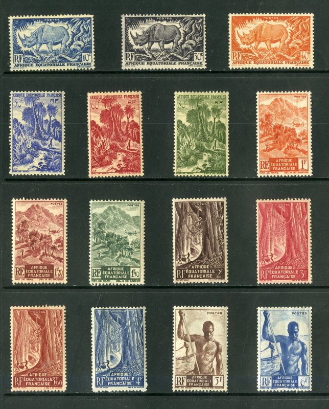 FRENCH EQUATORIAL AFRICA 166-180 MNH SHORT SET  SCV $14.00 BIN $7.75