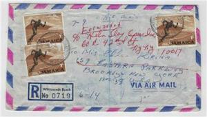 1969 Jamaica To USA Registered Forwarded Airmail Cover - See Reverse (TT15)