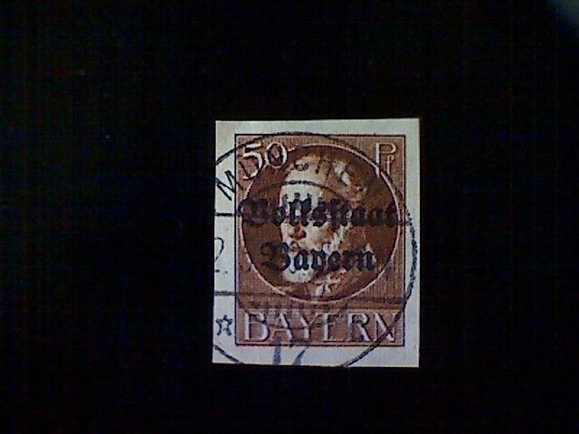 Stamp, Germany, Bavaria, Scott#166, used(o), imperforated, 50pf, red brown 