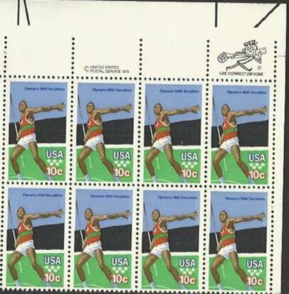 US Stamp #1790 MNH '80 Olympics ZIP/MI Block of 8