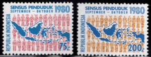 Indonesia Scott 1093-1094 Map stamp set