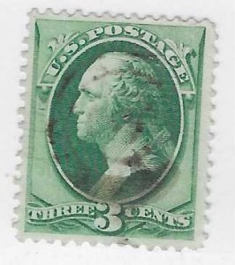 US #136 3c,Washington, Green, nice grill, (U) CV.$32.50