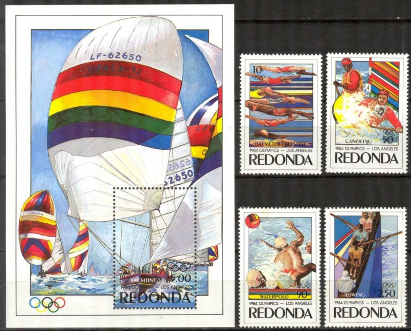 Redonda 1984 Olympics Games Los Angeles Mi. 158/61 Bl.24 MNH