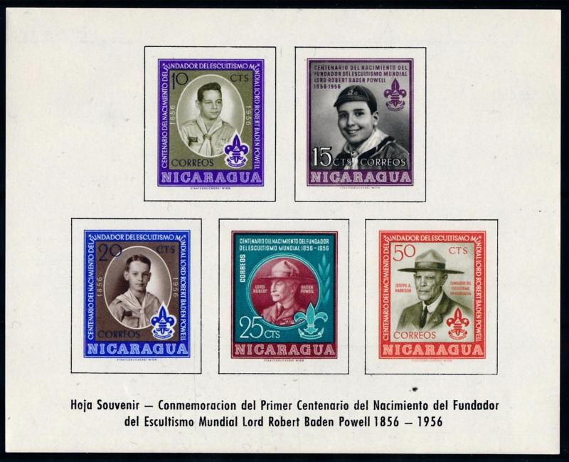 [66743] Nicaragua 1957 Scouting Jamboree Baden Powell Imperf Souvenir Sheet MNH