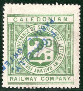 GB Scotland CALEDONIAN RAILWAY 2d Letter Stamp *DONELLY PARCEL PORTER* S2WHITE89