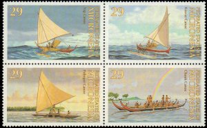 Micronesia #176a, Complete Set, Blk of 4, 1993, Ships, Never Hinged