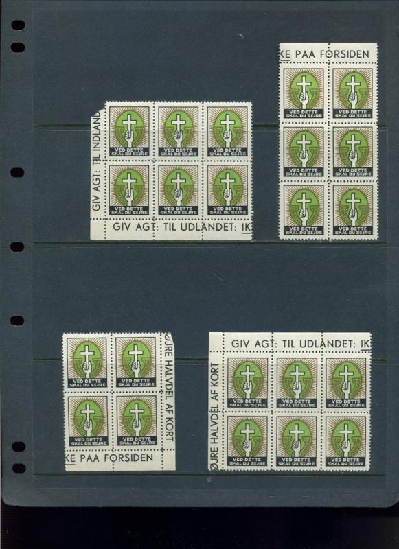 22 VINTAGE 1933 Kirkens Korshaer STAMPS (L618)  Church Korshaer RELIGION DENMARK