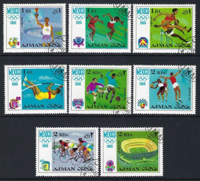 Ajman Mi #247-254: Summer Olympic Games, Mexico, 1968 CTO