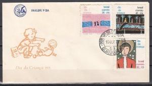 Brazil, Scott cat. 1200-1202. Children`s Art issue. First day cover.