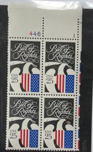 US 1989 Constitutional Bicentennial # 2421 Plate Block of 4