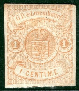 LUXEMBOURG Classic Stamp Scott.4 1c Buff (1863) Mint MM Cat $195 ORANGE246