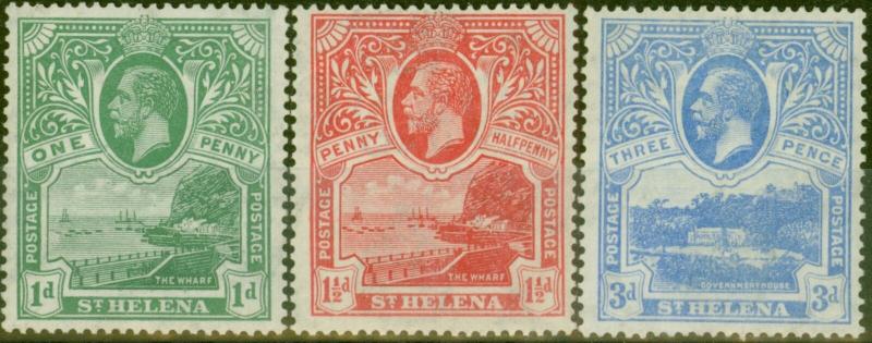 St Helena 1922 set of 3 SG89-91 Fine Very Lightly Mtd Mint