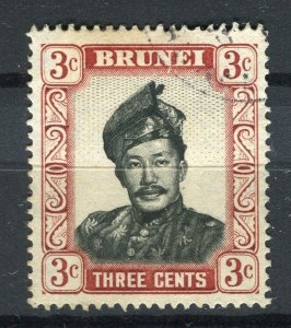 BRUNEI; 1952 early Sultan Omar issue fine used 3c. value