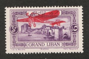 1926 Lebanon Sc# C15 (airmail) 5p, Architecture, Aviation. MNH Cv$5.25