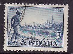 Australia-Sc#143-used 3p blue Tribesman -1934-