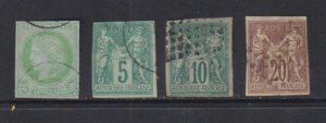 French Colonies - General Issues - 4 from the oldest sets, cat. $ 48.15