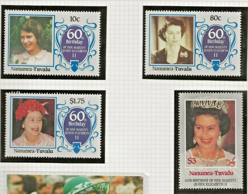 NANUMEA-TUVALU 1986 60TH BIRTHDAY QUEEN ELIZABETH II,SET OF 4 PERF