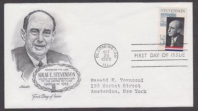 1275 Adlai Stevenson Artmaster FDC with neatly typewritten address