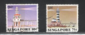 Singapore, Scott #397-398  VF, Used, 1851 and 1896 Lighthouses,  ..... 5710187