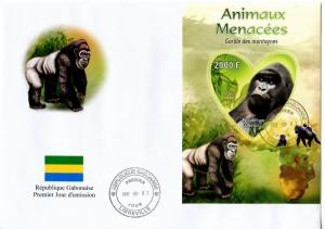 GABON FDC GORILLAS GORILAS WILDLIFE SINGES PRIMATES APES