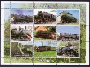 Niger 1998 TRAINS Locomotives Sheet (9) Perforated Mint (NH)
