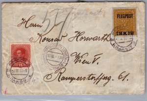 1918 Krakow Poland stamps FFC First Flight Cover To Vienna Austria