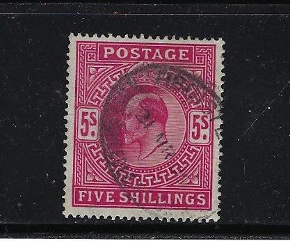 GREAT BRITAIN SCOTT #140 EDWARD VII 1902-11 DEFINITIVES 5 SH (ROSE)  - USED