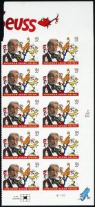 3835, MNH 37¢ Misperforated Error Block of 10 Dr. Seuss Stamps - Stuart Katz