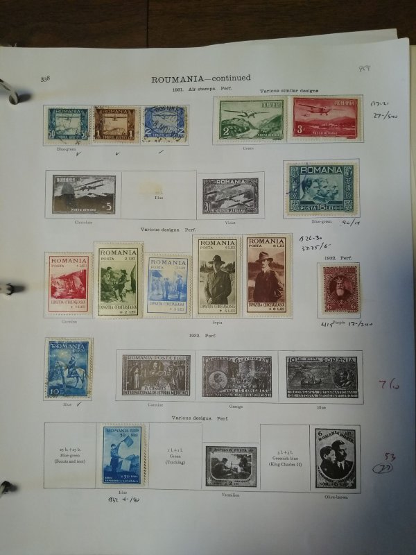 collection on pages Romania 1915-36 CV $335