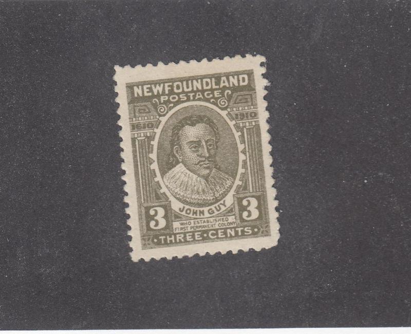 NEWFOUNDLAND # 89  VF OGLH  3cts    JOHN GUY BROWN OLIVE   CAT VAL $40