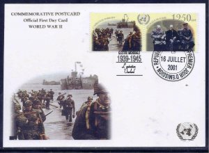 GUINEA STAMPS 2001 UN WWII WW2 WAR SET OF 5 MAXIMUM CARD GOLD PRINTING VF