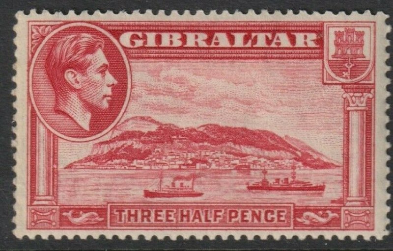 Gibraltar Sc# 109 KGVI 1938 - 1949 Rock of Gibraltar 1½p MLMH issue CV $20.00