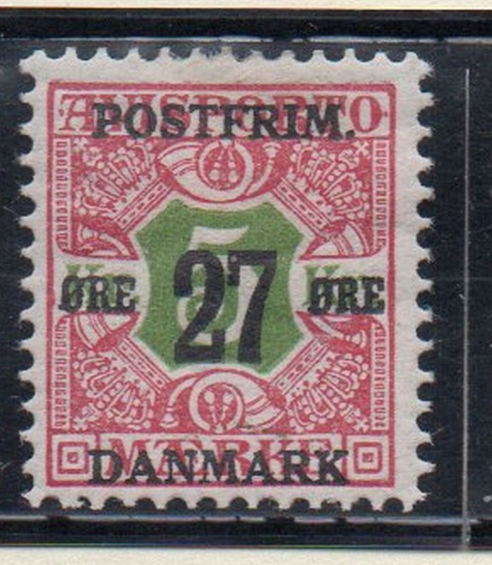 Denmark Sc 143 1918 27 or surcharge on 5 kr newspaper  stamp mint