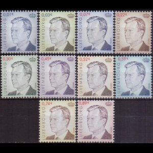 LUXEMBOURG 2001 - Scott# 1072-81 Grand Duke Henri Set of 10 NH