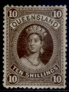 AUSTRALIA - Queensland QV SG155, 10s brown, VLH MINT. Cat £250.