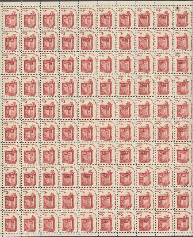 US # 1582  Speaker's Stand   Full sheet of 100  MNH