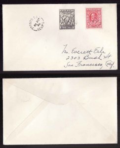 Newfoundland cover #14031–1c cod+2c KGV–Strait TPO [NL 190.02 RF D ]–Oc 29 1934