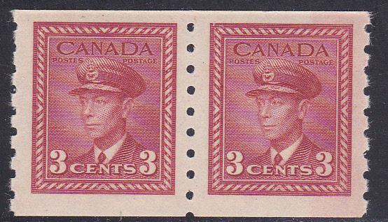 Canada # 265, King George VI Coil Pair, Mint NH, Third Cat