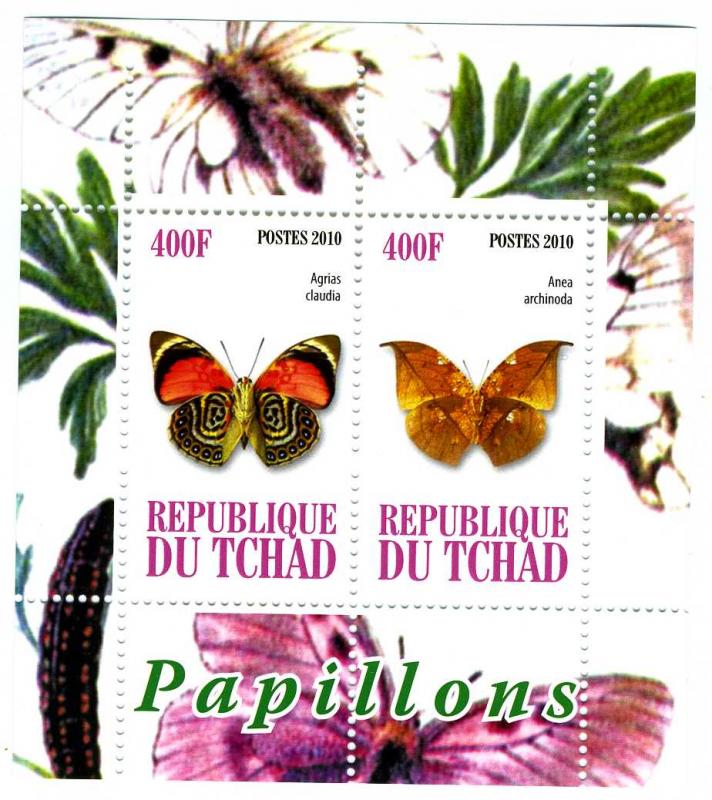 Chad 2010 Butterflies Sheet Perforated mnh.vf