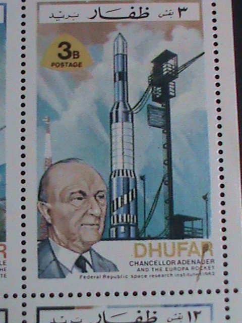 ​GRATE BRITAIN-DHUFAR STAMP-1972 FAMOUS PERSONS AND SPACE PROGRAMS-MNH SHEET