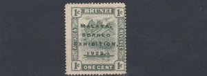 BRUNEI  1921   S G 51     1C   GREEN     MH   LIGHTLY TONED 